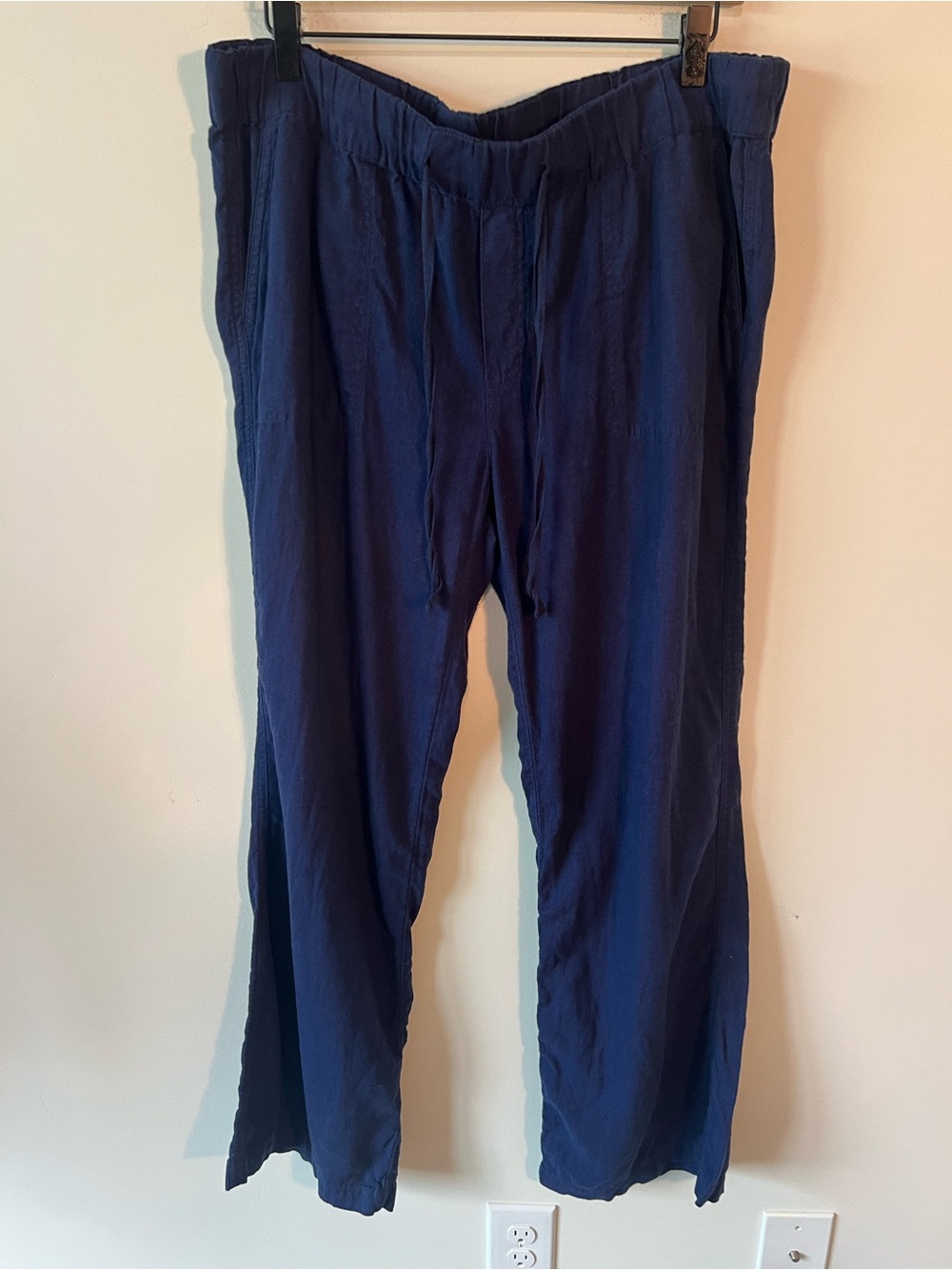 Women’s Caslon Navy Linen Drawstring Casual Wide leg Pants